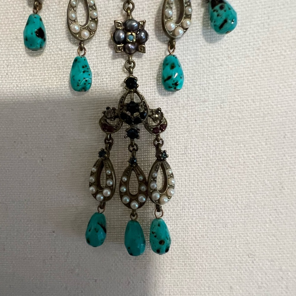 Yosca brass tone turquoise drop necklace! - Picture 3 of 6